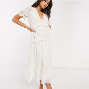 ASOS DESIGN lace tiered midi dress